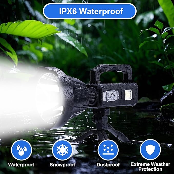 Rechargeable Spotlight Flashlight, Peascat 3, 000L Lumens LED Handheld Spot - Image 6