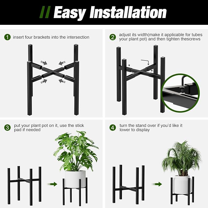Urban Deco Adjustable Metal Plant Stand Outdoor & Indoor Planter - Image 6