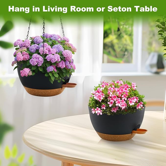 10 inch Hanging Planters for Indoor Plants, 3 Pack Self-Watering Hanging - Image 8
