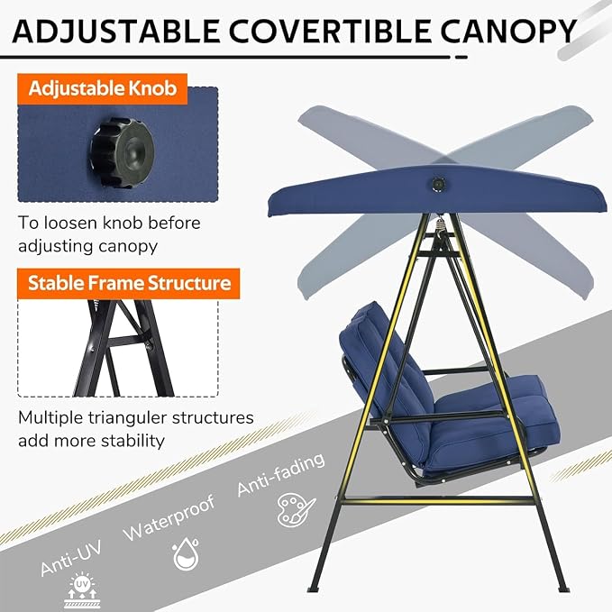 AECOJOY 2-Seat Outdoor Patio Swing Chair - Image 2