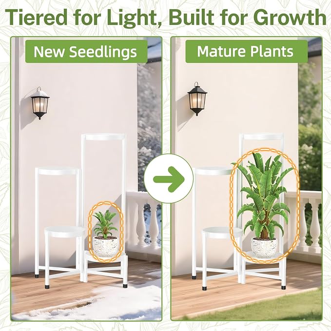 iDavosic.ly Plant Stand Indoor Outdoor, 4 Tier Corner Metal Flower Display - Image 7