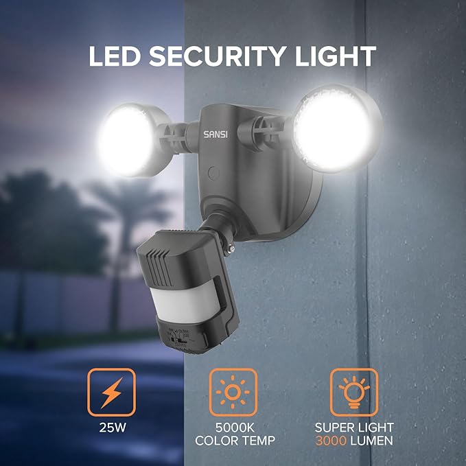 SANSI 25W 3000LM Motion Sensor Outdoor Security Lights, 5000K Daylight - Image 7