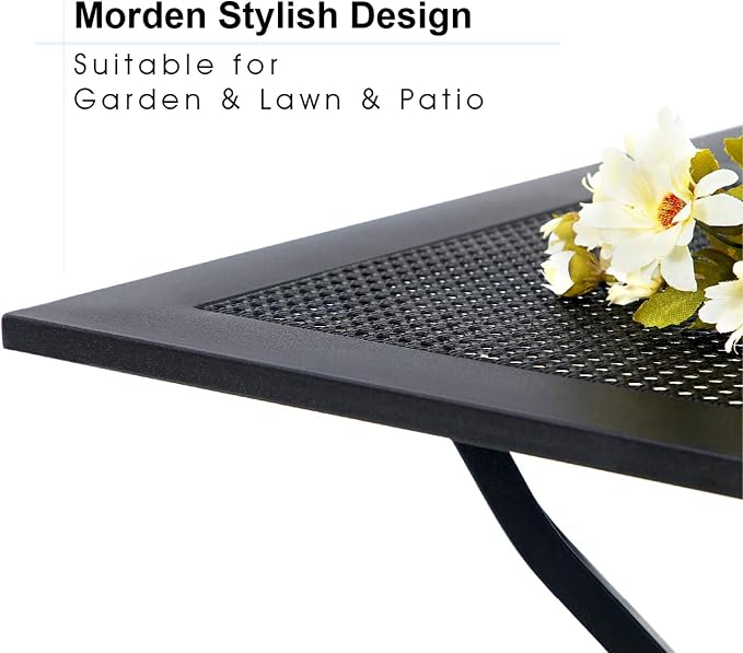 Sophia & William Metal Outdoor Dining Table, Square Mesh Patio Table - Image 7