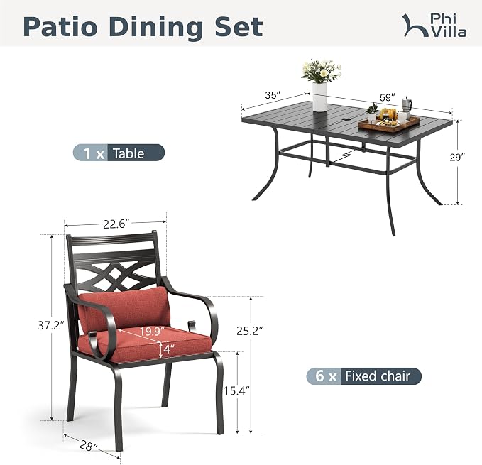 PHI VILLA 7 Pieces Outdoor Dining Set - Image 9