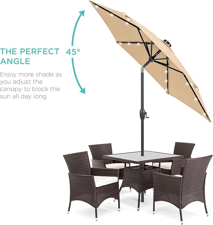 Best Choice Products 7.5ft Outdoor Solar Market Table Patio Umbrella - Image 2