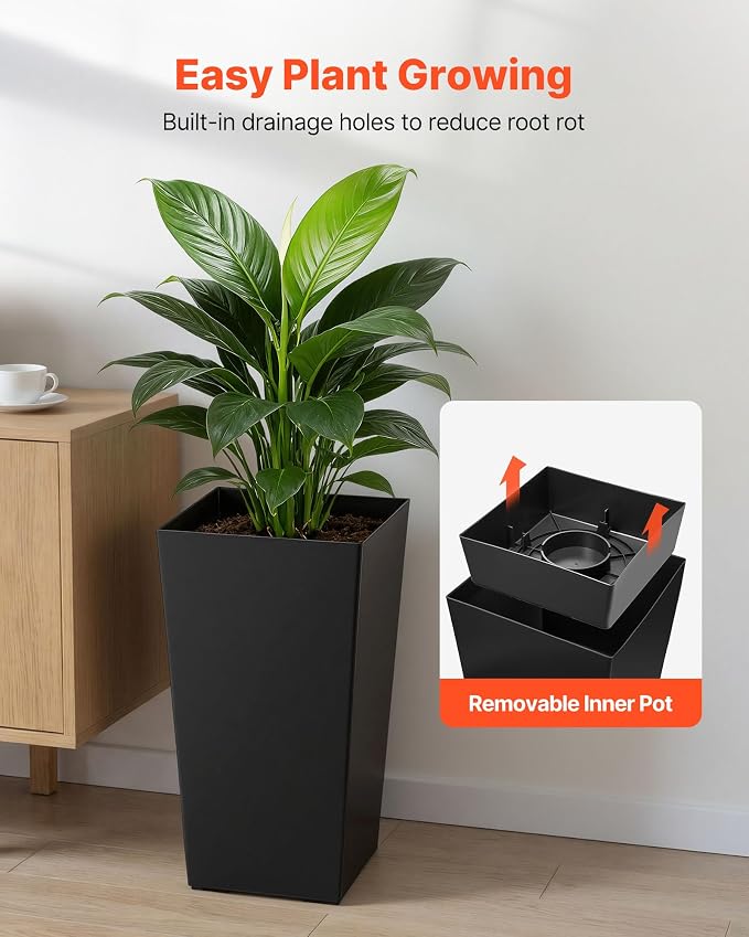 VEVOR Set of 2 Tall Planters for Outdoor Plants 22 inch, Modern Planters for - Image 5