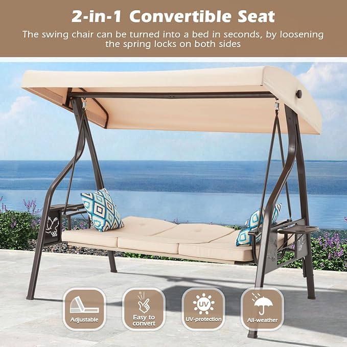 3-Seat Outdoor Porch Swing - Image 2