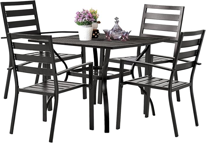 VINGLI 5-Piece Outdoor Dining Set, Metal Patio Dining Set by VINGLI