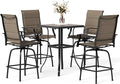 MFSTUDIO 5 Piece Outdoor Swivel Bar Set, Outdoor Bar Table and Chairs Set by MFSTUDIO