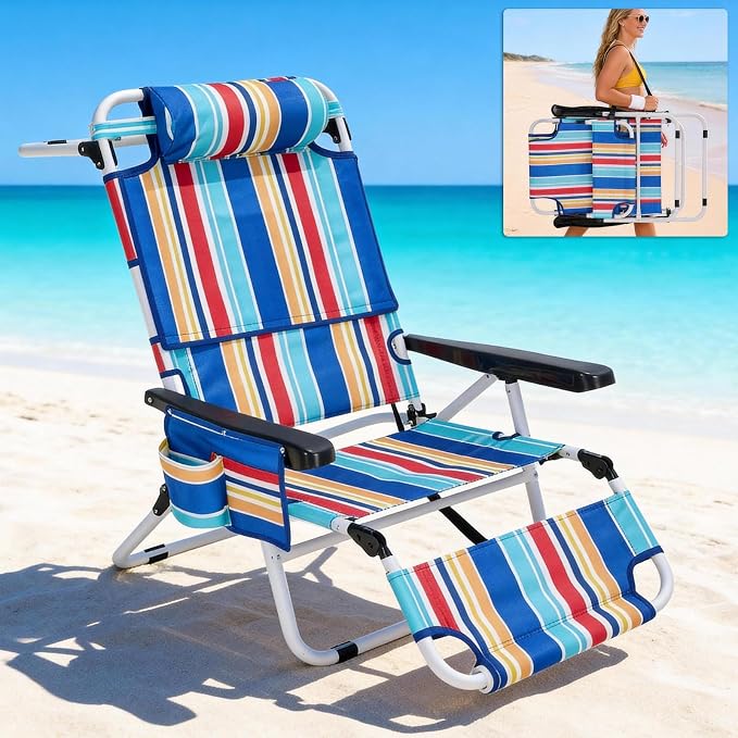 MOPHOTO Oversized Beach Lounge Chair, 5-Position Adjustable Tanning Chair - Image 7