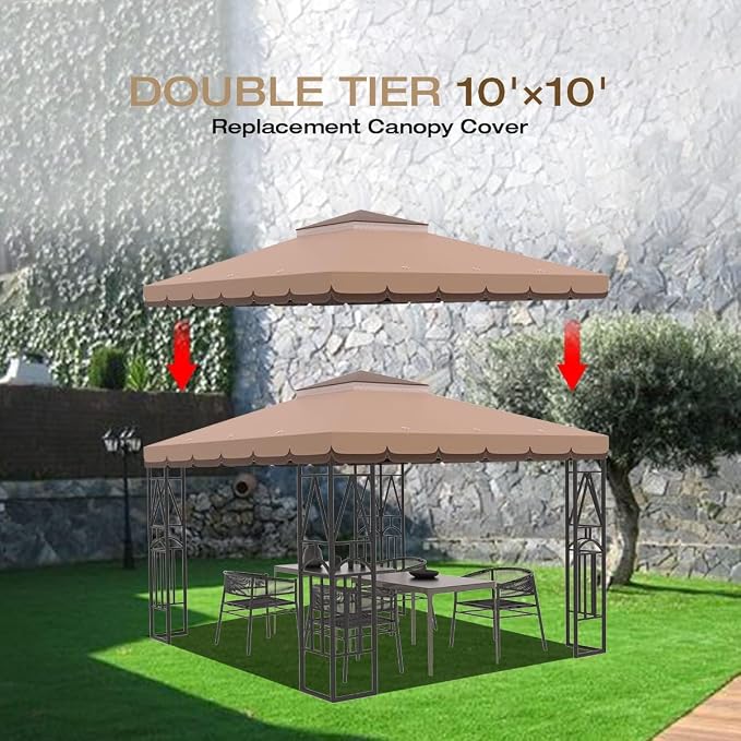 10x10 Canopy Replacement Top Double Tiered Gazebo Cover - Image 6