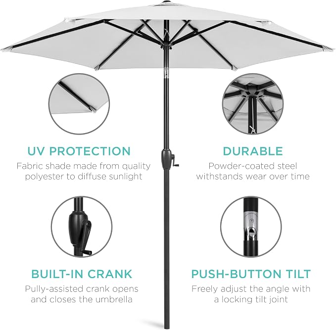 Best Choice Products 7.5ft Heavy-Duty Round Outdoor Market Table Patio Umbrella - Image 5