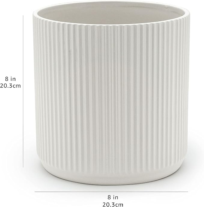 Amazon Basics Fluted Ceramic Round Planter - Image 5