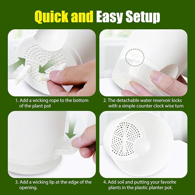 Plant Pots 4/5/5.5/6/6.5/7 Inch Self Watering Pots, 6 Pack Plastic Planters - Image 3