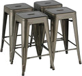 Yaheetech 24 Inch Metal Barstools Set of 4, Counter Height Backless Stools by Yaheetech
