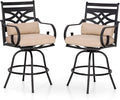 PHI VILLA Outdoor Swivel Bar Stools Set of 2，Patio Counter Height Bar Chairs by PHIVILLAThepioneerofcomfortablehouseholdsupplies