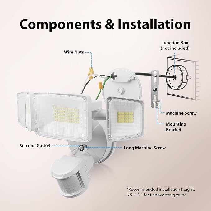 Onforu 100W LED Motion Sensor Outdoor Lights, Dusk to Dawn Flood Light Outdoor - Image 7