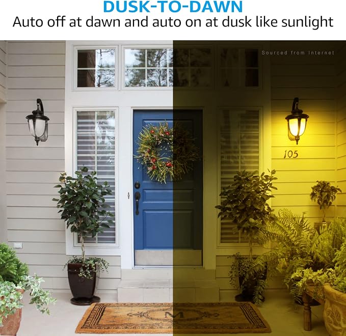 TORCHSTAR Yellow Dusk to Dawn Light Bulbs Outdoor, Sensor A19 LED Light Bulb - Image 2