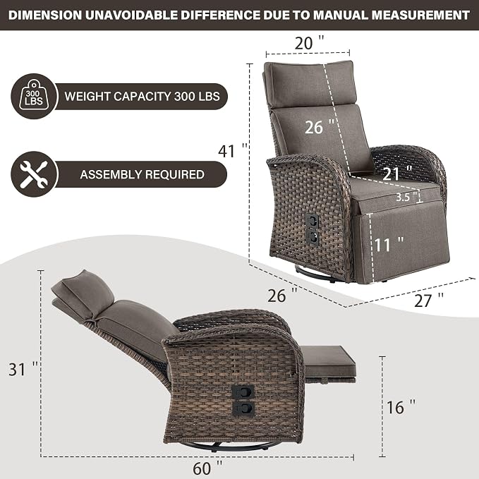 Swivel Outdoor Recliner Chair Set of 2 - Image 2