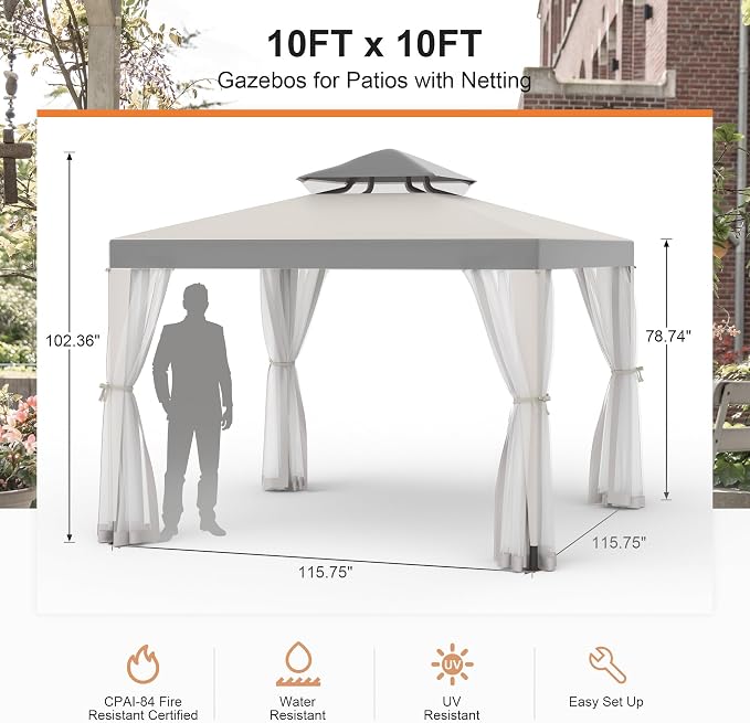 Patio Gazebo Tent Outdoor Canopy Shelter 10'x10' - Image 3