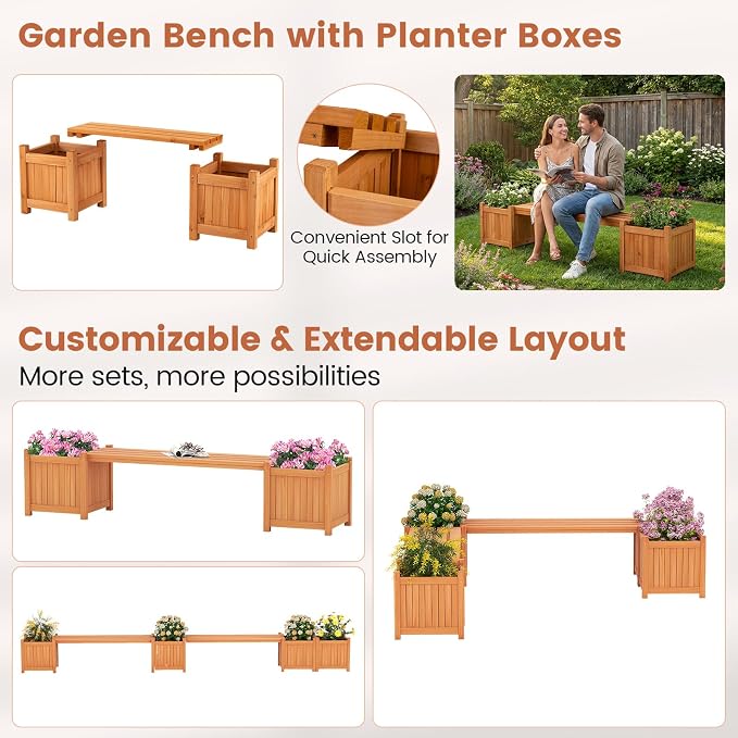 Giantex 2-in-1 Outdoor Bench - Image 6