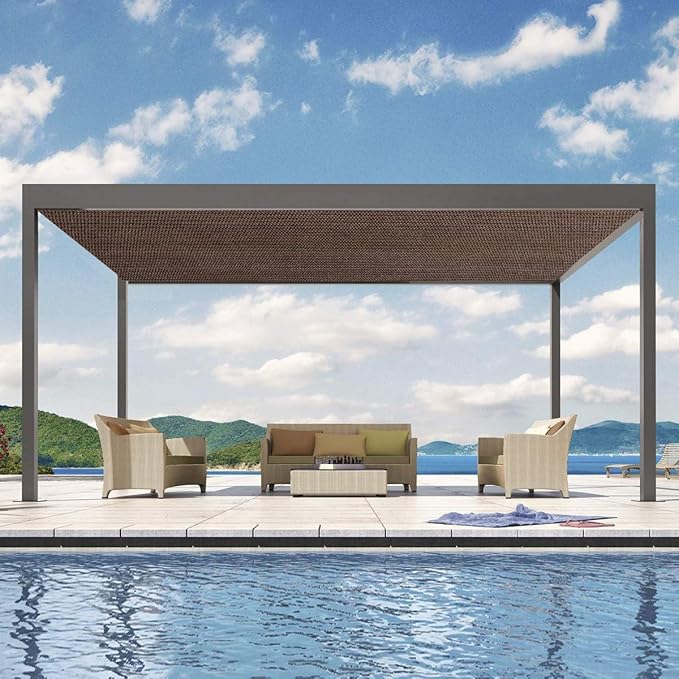 Eden's Decor Straight Flat-Edged Sun Shade Sail Rectangular 9' x 16' Brown - Image 7