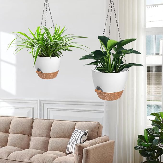 3 Pack Hanging Planter Indoor Outdoor Flower Pots 7/6.5/5 Inch, Self-Watering - Image 6