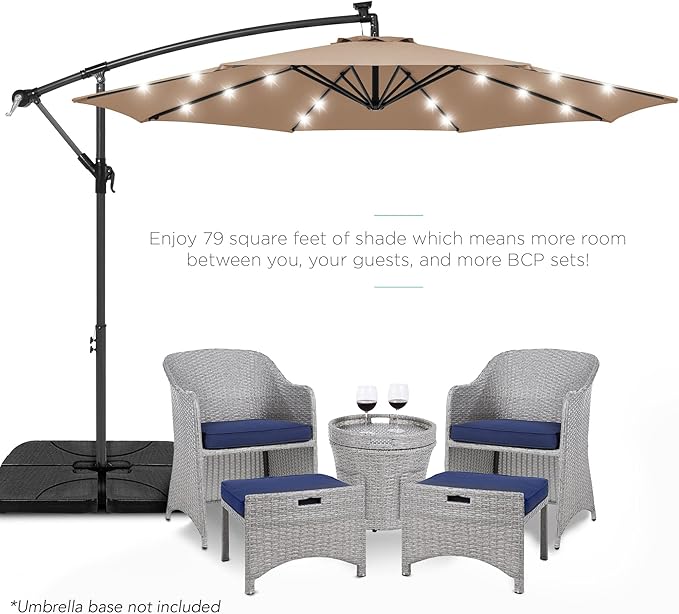 Best Choice Products 10ft Solar LED Offset Cantilever Hanging Market Patio - Image 2