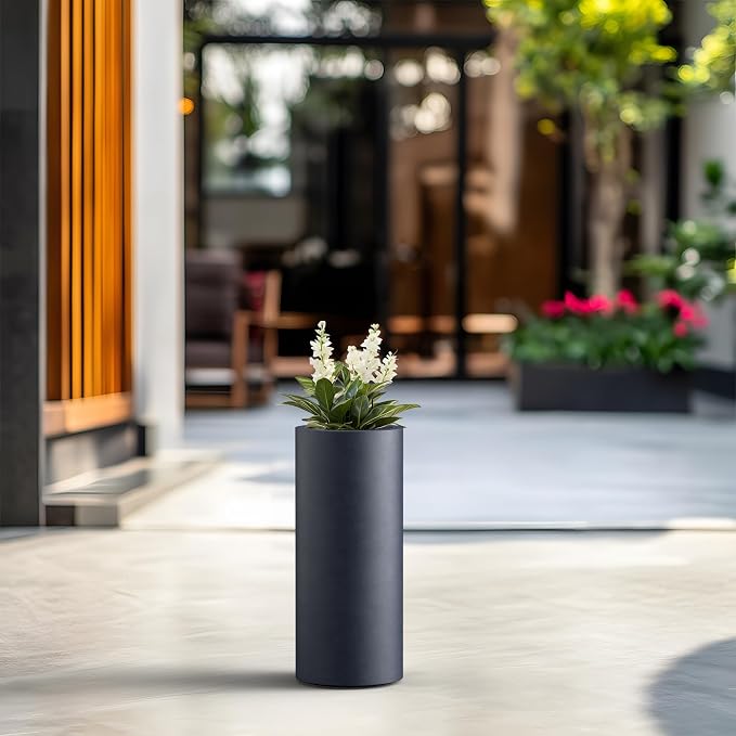 Kante 18.9 Inch Tall Cylindrical Planter, Large Round Plant Pots - Image 3
