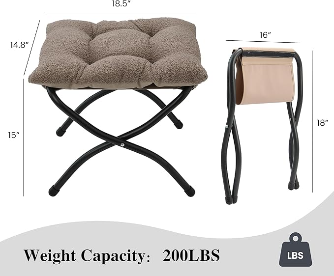 15" Folding Ottoman, Foldable Footrest Stool, Portable Small Foot Stool - Image 3