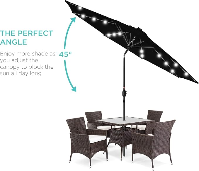 Best Choice Products 10ft Solar Polyester LED Lighted Patio Umbrella w/Tilt - Image 2