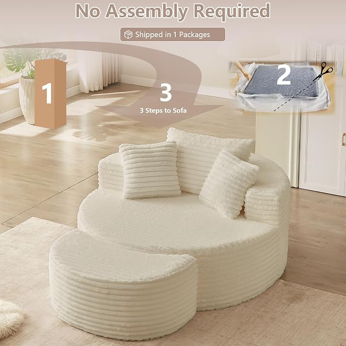 74.6" Oversized Round Chaise Lounge Chair - Image 4