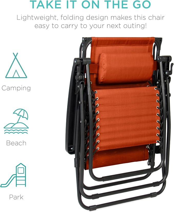 Best Choice Products Folding Zero Gravity Outdoor Recliner Patio Lounge Chair - Image 8