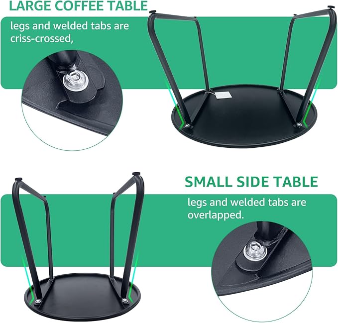 Patio Outdoor Coffee Table Set of 2, Weather Resistant Steel Round End Tables - Image 6