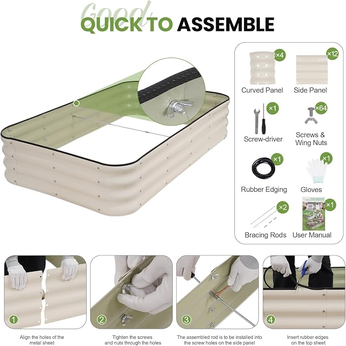 G GOOD GAIN 4-in-1 Adjustable Raised Garden Bed Kit | Galvanized Planter Boxes - Image 8