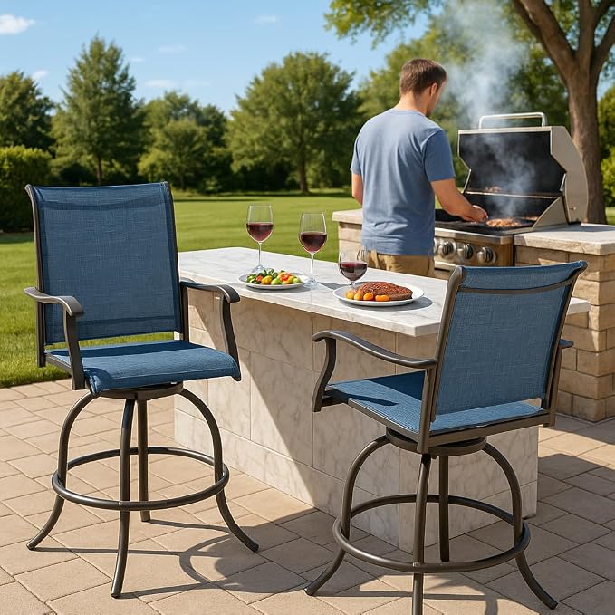 Kozyard Isabella Outdoor Swivel Bar Stools, Counter Height Patio Swivel Chairs by Kozyard
