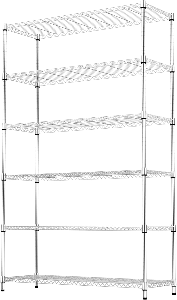 6 Tiers Storage Shelves Load 2100LBS, Metal Shelving Wire Metal Shelving Unit - Image 7