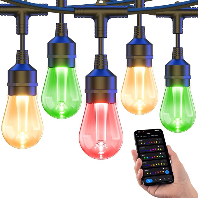 XMCOSY+ Smart Outdoor String Lights, 123Ft Patio Lights Waterproof, App Control by XMcosy