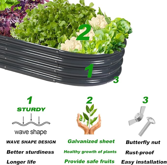 Raised Garden Bed Galvanized Planter Box Outdoor, Rot-Resistant Metal Garden - Image 4