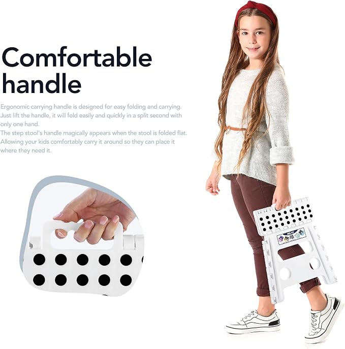 Delxo 13" Folding Step Stool for Kids and Adults, Non-Slip Foldable Step Stools - Image 4