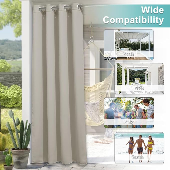 NICETOWN 2 Panels Natural Outdoor Curtains - Image 6