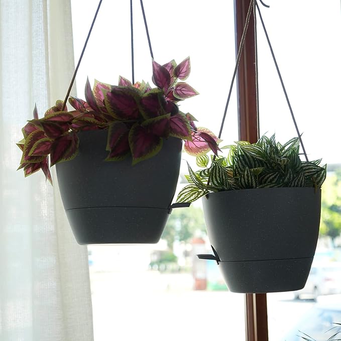 10 Inch Self Watering Hanging Pots, 2 Pack Hanging Planters - Image 6
