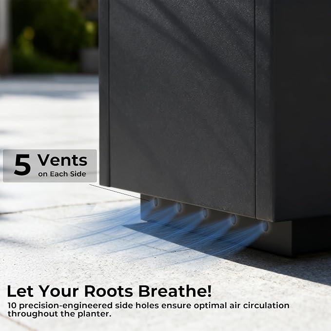 Worth 28" Galvanized Steel Planter Box, Outdoor Rectangular Tall Metal Planter - Image 5