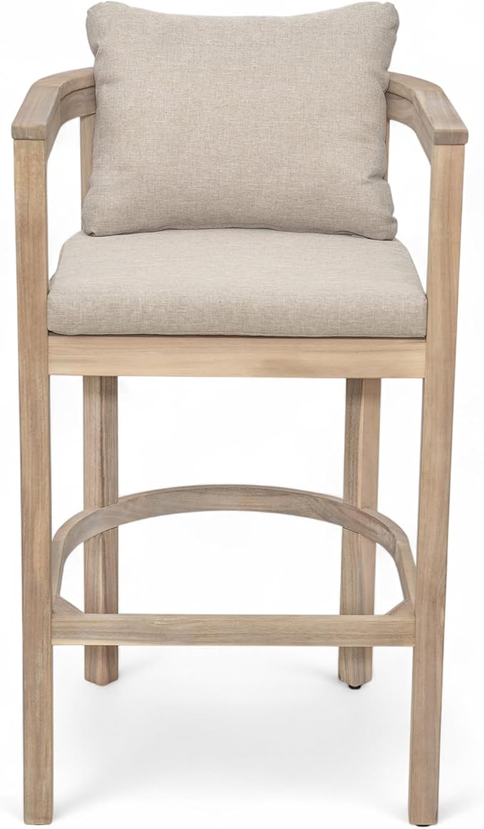 Christopher Knight Home Kuart Acacia Wood Outdoor Bar Stool Set of 2 - Image 6