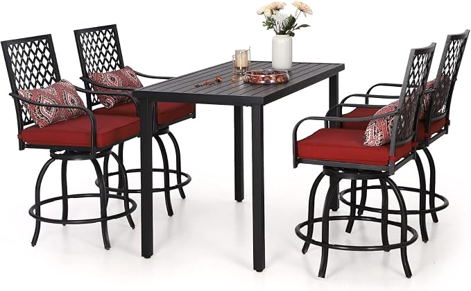 Sophia & William Patio Bar Set 5 Piece Outdoor Dining Set, 4 Swivel Bar Stools by SophiaWilliam