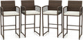 Tangkula Patio Bar Stools Set of 4, PE Rattan Bar Height Chairs by TANGKULA