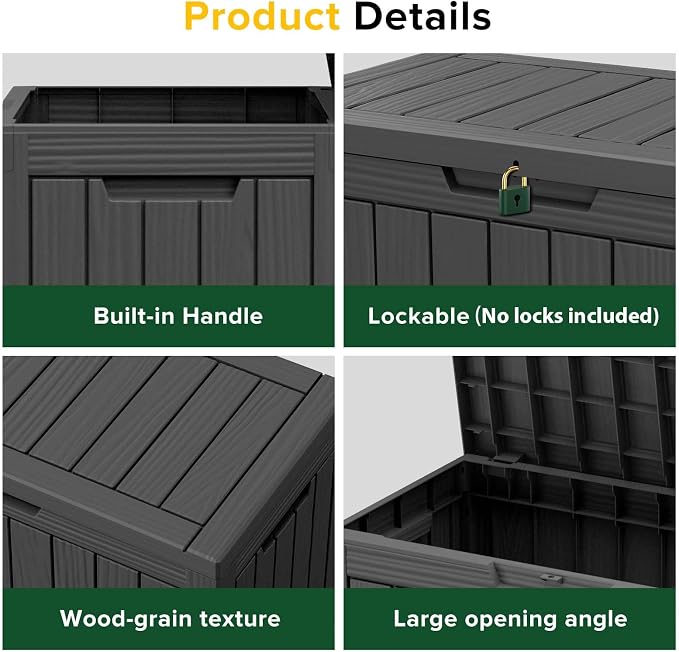 EasyUp 45 Gallon Outdoor Storage Box Waterproof, UV Resistant Deck Box Outdoor - Image 4