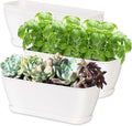 4-Piece White Rectangular Window Sill Planters by Oliz