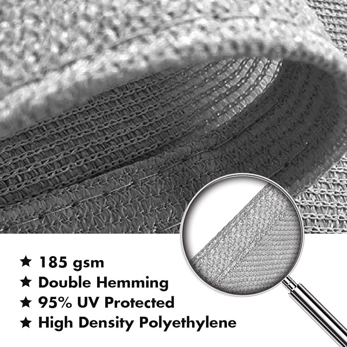 KANAGAWA Sun Shade Sail 10'x13' Gray Rectangle UV Block Canopy Awning Shelter - Image 5