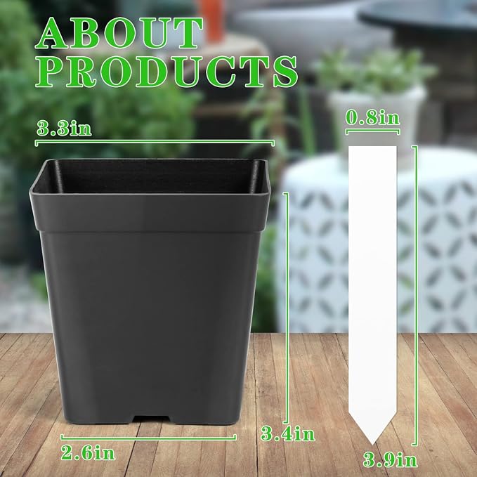 June Fox Square Nursery Pots 3.3 Inches Flexible Plastic Seedling Pots Square - Image 2